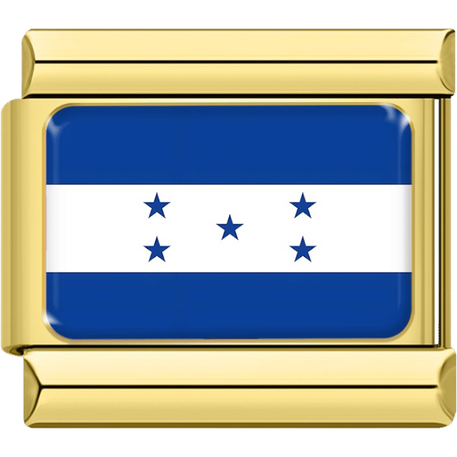 Italian charm featuring the flag of Honduras with blue stripes and five blue stars arranged in the center